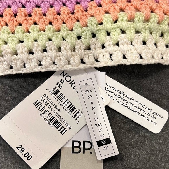 NEW Rainbow crochet Halter Top Multi Color Striped backless tie Size 3X - Picture 5 of 7